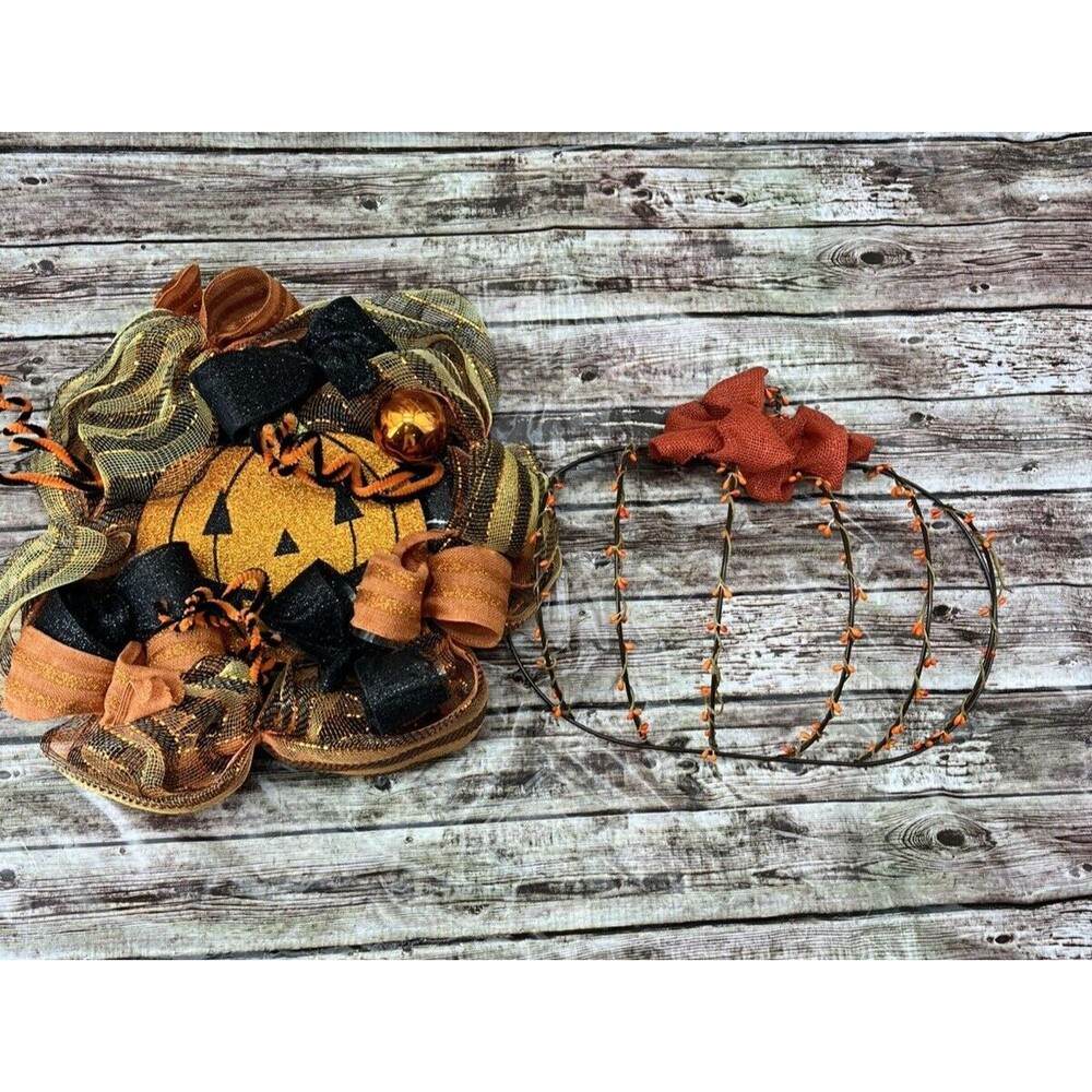 Set of 2 Fall Pumpkin Autumn Halloween Fall Hanging Wreath Decoration Home Decor